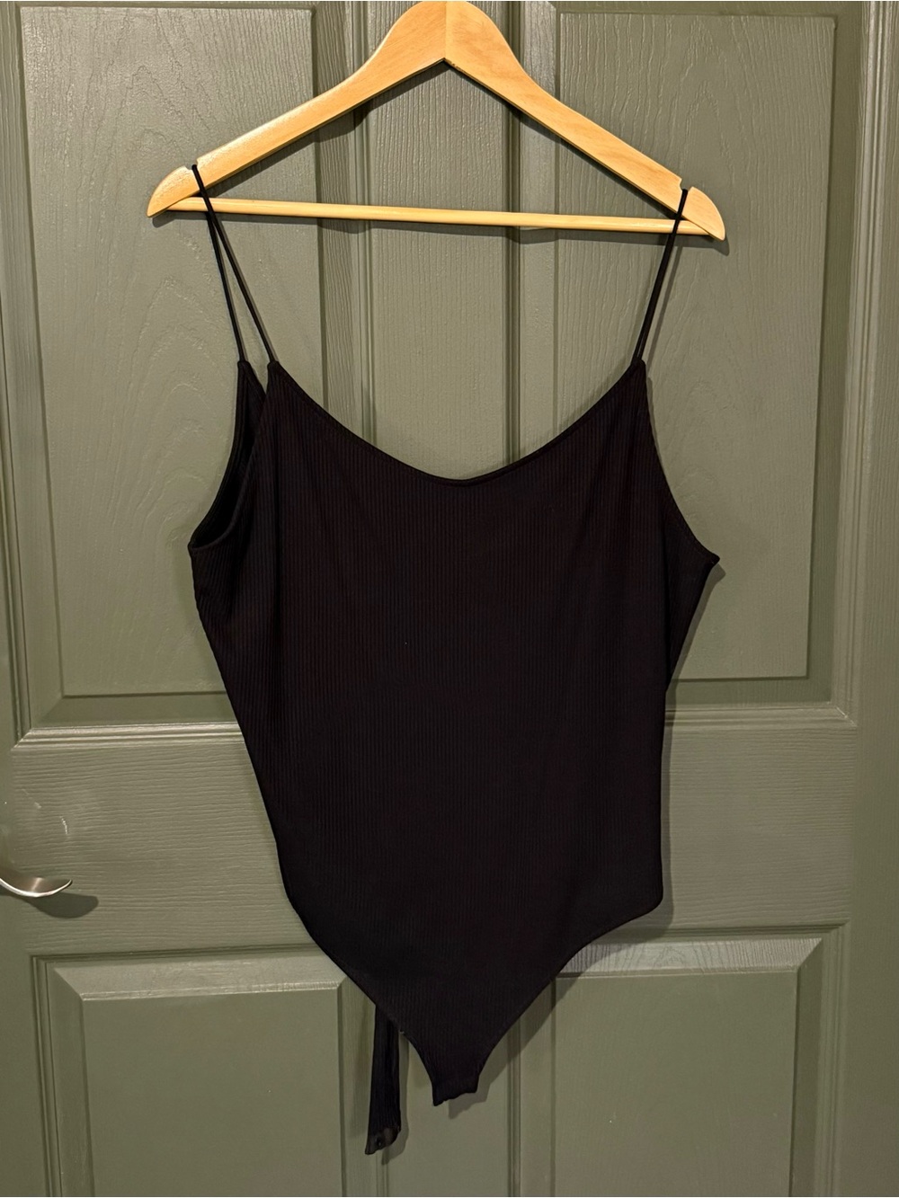 H&M Black Ribbed Spaghetti Strap Bodysuit